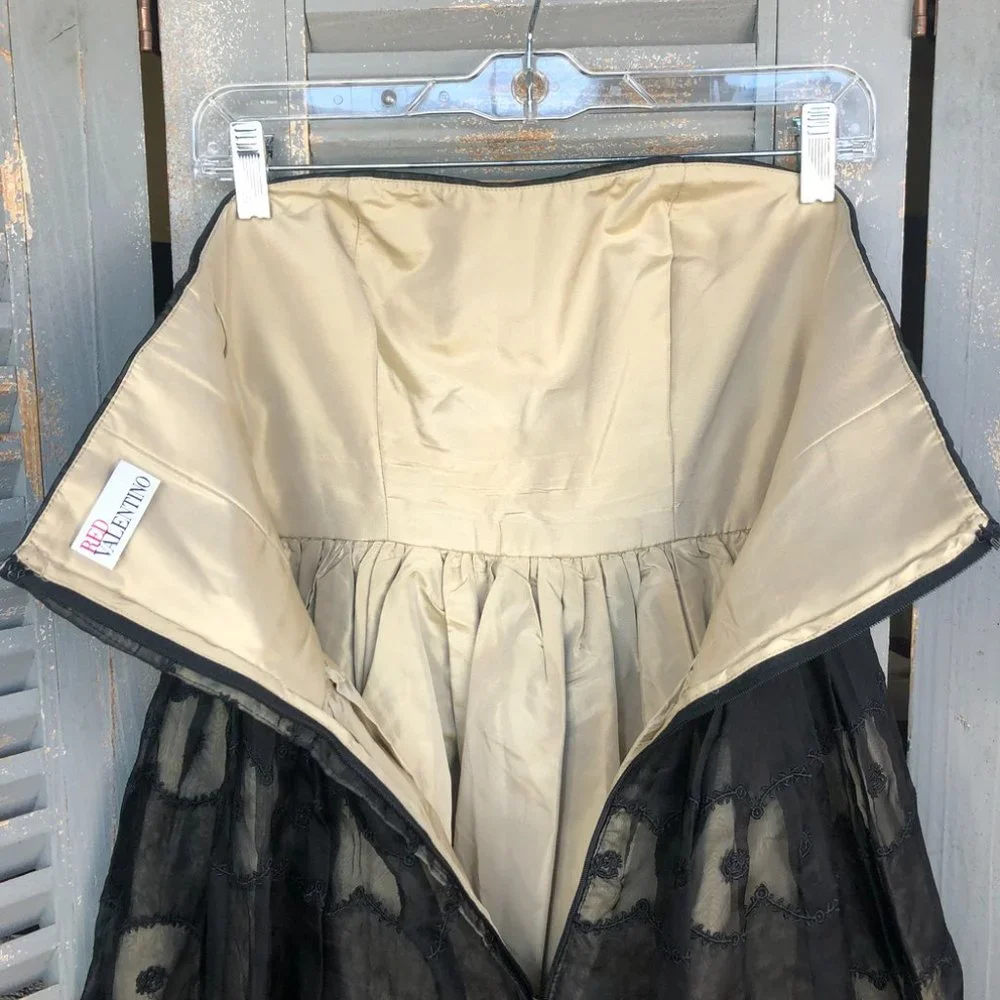 RED Valentino Silk Strapless Dress Black Sz 40, US 2 - Picture 15 of 16